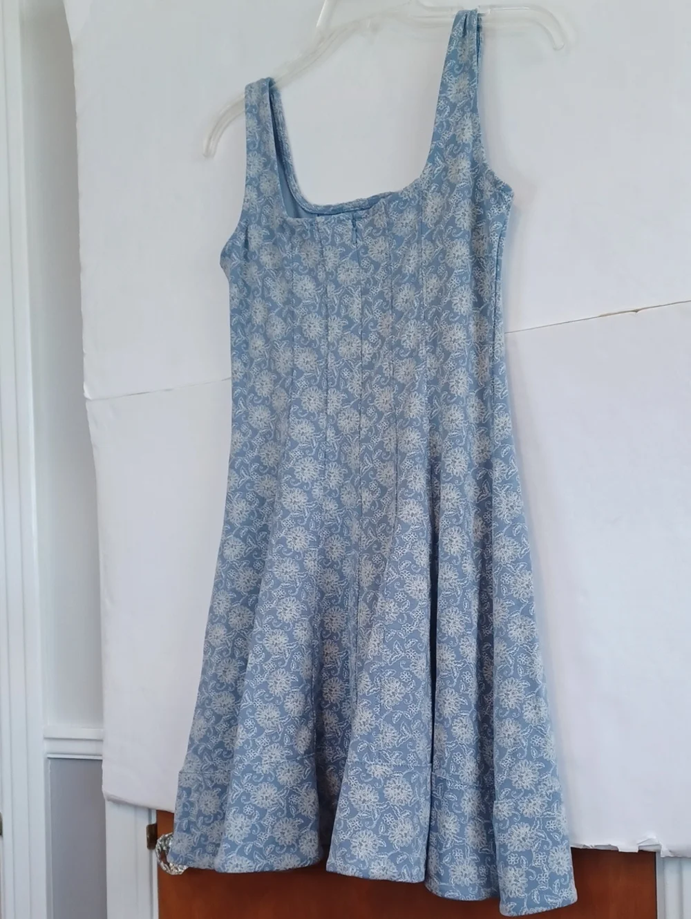 Loft Floral Tank Dress. Sz.2P. Light Blue & White. Lined. 35" Length. NWT! - Picture 2 of 7